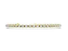 Round Cut Diamond Tennis Bracelet Set in Yellow gold with Claw Prong Setting