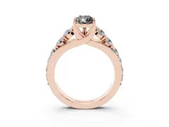 Fancy Black Pear Cut Diamond Pavé Engagement Ring Set in Rose gold with Prong Setting