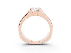 Pear Cut Diamond Bezel Solitaire Ring Set in Rose gold with Wide Band