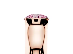 Fancy Pink Round Cut Diamond Bezel Solitaire Ring Set in Rose gold with Wide Band