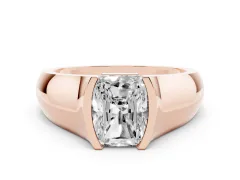 Radiant Cut Diamond Bezel Solitaire Ring Set in Rose gold with Wide Band