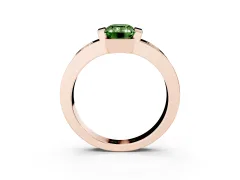 Fancy Green Emerald Cut Diamond Channel-Set Band Ring Set in Rose gold with Bezel Prong Setting