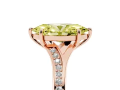 Fancy Yellow Marquise Cut Diamond Solitaire Ring Set in Rose gold with Pavé Accent Band and Classic Prong Setting