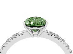 Fancy Green Pear Cut Diamond Pavé Solitaire Engagement Ring Set in Platinum with Prong Setting