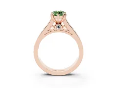 Fancy Green Marquise Cut Diamond Channel Set Solitaire Engagement Ring Set in Rose gold with Prong Setting