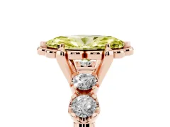 Fancy Yellow Marquise Cut Diamond Floral Halo Ring Set in Rose gold with Shared Prong Band