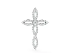 Marquise Diamond Pavé Cross Pendant Set in White gold with Tapered Arms