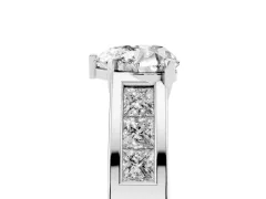 Heart Cut Diamond Solitaire Ring Set in Platinum with Channel-Set Accent Stones and Prong Setting