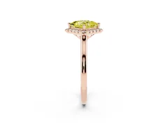 Fancy Yellow Princess Cut Diamond Halo Engagement Ring Set in Rose gold with Pavé Band and Rising Shoulders