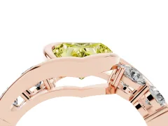 Fancy Yellow Heart Cut Diamond Bezel Bypass Ring Set in Rose gold with Round Accents