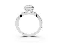 Princess Cut Diamond Twisted Pavé Band Ring Set in Platinum with Prong Setting