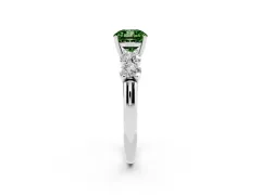 Fancy Green Cushion Cut Diamond Five-Stone Prong Set Ring Set in Platinum with Classic Band