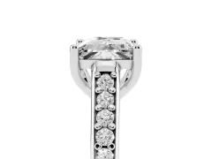 Princess Cut Diamond Prong Set Solitaire Engagement Ring Set in Silver with Pavé Band