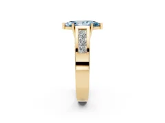Fancy Blue Marquise Cut Diamond Solitaire Ring Set in Yellow gold with Channel-Set Accent Stones and Prong Setting