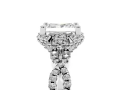 Princess Cut Diamond Halo Twist Band Solitaire Ring Set in White gold with Prong-Set Center Stone