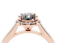 Fancy Black Pear Cut Diamond Halo Engagement Ring Set in Rose gold with Pavé Band and Rising Shoulders