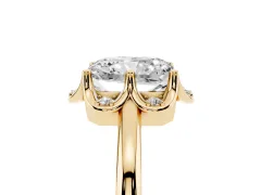Radiant Cut Diamond Round Cluster Halo Ring Set in Yellow gold with Solitaire Band and Prong Setting
