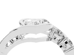 Heart Cut Diamond Bezel Bypass Ring Set in White gold with Round Accents