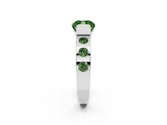 Fancy Green Cushion Cut Diamond Channel-Set Band Ring Set in Platinum with Bezel Prong Setting