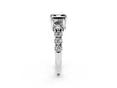 Fancy Black Asscher Cut Diamond Three-Stone Ring Set in Platinum with Pavé Band