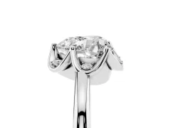 Heart Cut Diamond Round Cluster Halo Ring Set in Platinum with Solitaire Band and Prong Setting