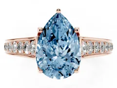 Fancy Blue Pear Cut Diamond Solitaire Pavé Engagement Ring Set in Rose gold with Prong Setting