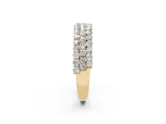 Round Diamond Checkerboard Pavé Promise Ring Set in Yellow gold with Round Pavé Accents
