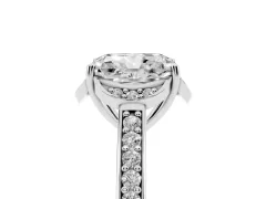 Radiant Cut Diamond Halo Ring Set in Platinum with Channel Set Band and Prong Setting