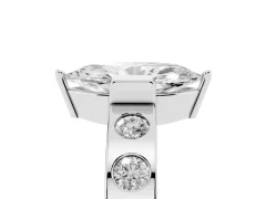Marquise Cut Diamond Channel-Set Band Ring Set in White gold with Bezel Prong Setting