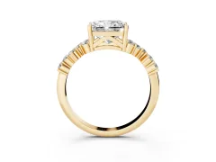 Radiant Cut Diamond Ring Set in Yellow gold with Scattered Round Accents