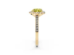 Fancy Yellow Heart Cut Diamond Cushion Halo Ring Set in Yellow gold with Pavé Band