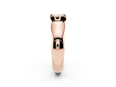 Princess Cut Diamond Bezel Solitaire Ring Set in Rose gold with Wide Band