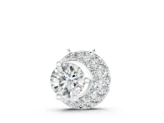 Round Prong-Set Diamond Pendant Set in White gold with Pavé Crescent