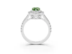 Fancy Green Pear Cut Diamond Double Halo Ring Set in Silver with Pavé Band