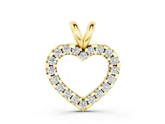 Round Diamond Heart Pendant Set in Yellow gold with Continuous Pavé Setting
