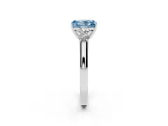 Fancy Blue Radiant Cut Diamond Five-Stone Prong Set Band Ring Set in White gold with Polished Band