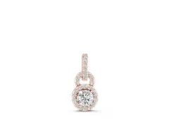 Round Halo Diamond Pendant Set in Rose gold with Pavé-Set Halo