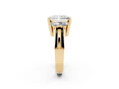 Radiant Cut Diamond Three-Stone Channel Set Ring Set in Yellow gold with Smooth Polished Band