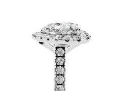 Heart Cut Diamond Cushion Halo Ring Set in Silver with Pavé Band