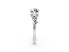 Fancy Black Marquise Cut Diamond Ring Set in Silver with Scattered Round Accents
