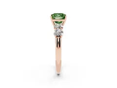 Fancy Green Princess Cut Diamond Five-Stone Prong Set Ring Set in Rose gold with Classic Band