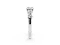 Cushion Cut Diamond Five-Stone Prong Set Ring Set in White gold with Classic Band
