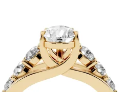 Pear Cut Diamond Pavé Engagement Ring Set in Yellow gold with Prong Setting