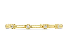 Round Diamond Bezel-Set Rope Chain Bracelet Set in Yellow gold