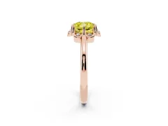 Fancy Yellow Cushion Cut Diamond Round Cluster Halo Ring Set in Rose gold with Solitaire Band and Prong Setting