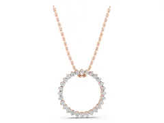 Round Diamond Halo Pendant Set in Rose gold with Prong-Set Circle