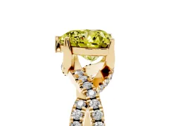 Fancy Yellow Heart Cut Diamond Twist Pavé Solitaire Engagement Ring Set in Yellow gold with Prong Setting