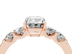 Emerald Cut Diamond Five-Stone Prong Set Engagement Ring Set in Rose gold with Channel Band