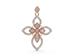 Marquise Diamond Cross Pendant Set in Rose gold with Pavé Floral Arms