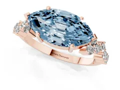 Fancy Blue Marquise Cut Diamond Ring Set in Rose gold with Scattered Round Accents